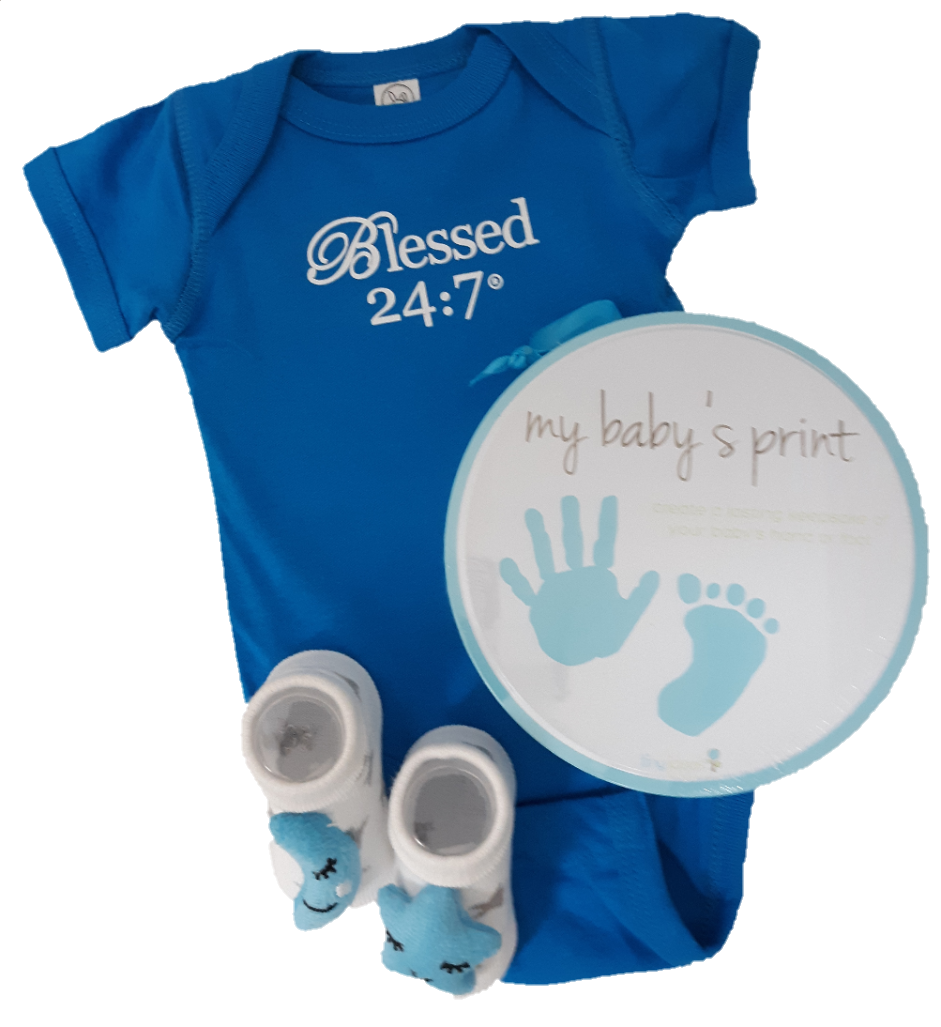 Blessed 24:7 Baby Onesie Gift Set Blue FREE SHIPPING