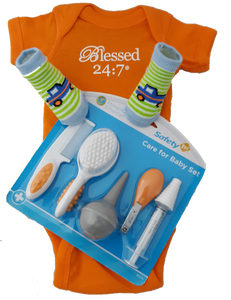 Blessed 24:7 Baby Onesie Orange Gift Set FREE SHIPPING