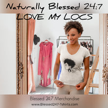 Load image into Gallery viewer, (Naturally) Blessed 24:7 Ladies Tee V-Neck FREE SHIPPING
