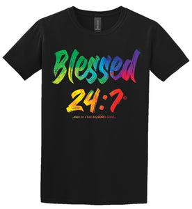 Blessed 24:7 (Watercolors) BLACK T-shirts w/ MUG (SET) + FREE SHIPPING