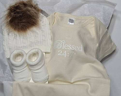 Blessed 24:7 Baby Shower Tan Gift Set FREE SHIPPING