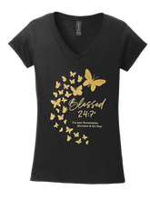 Load image into Gallery viewer, Blessed 24:7®️ Butterfly Ladies V-Neck Tee FREE SHIPPING