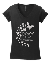 Load image into Gallery viewer, Blessed 24:7®️ Butterfly Ladies V-Neck Tee FREE SHIPPING