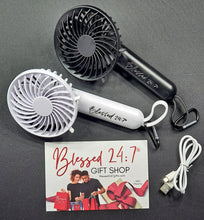 Load image into Gallery viewer, Blessed 24:7®️ Rechargeable Hand Fans FREE Shipping  □  2 Fans for $39.99