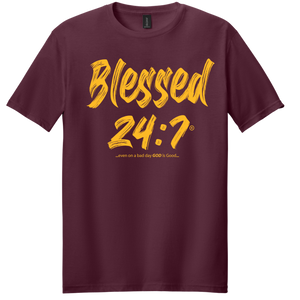 ON SALE 🔥 Blessed 24:7® Burgundy & Gold Commanders T-shirt FREE SHIPPING