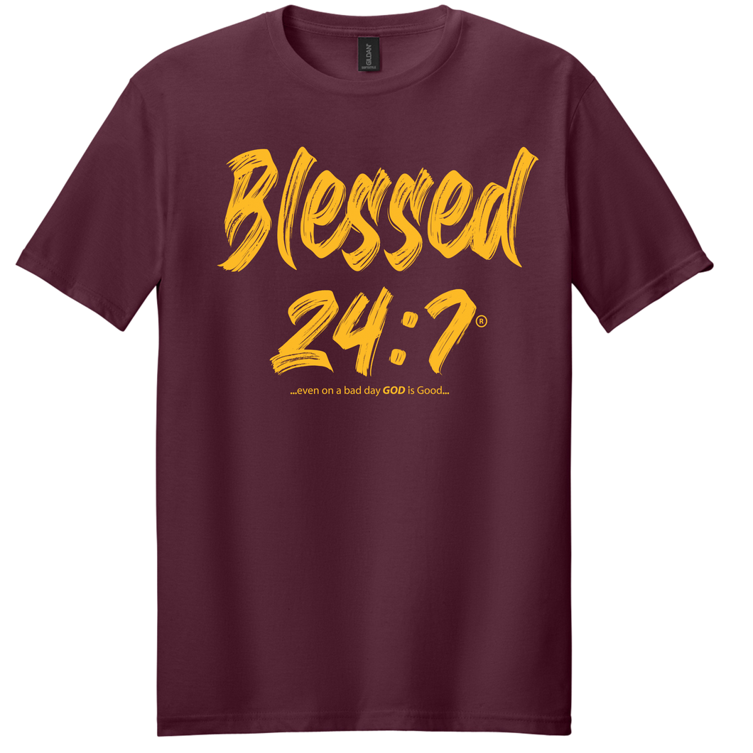 ON SALE 🔥 Blessed 24:7® Burgundy & Gold Commanders T-shirt FREE SHIPPING