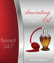 Load image into Gallery viewer, Blessed 24:7 Anointing Oil (Frankincense &amp; Myrrh) inside Antique Style Spray Bottle FREE SHIPPING