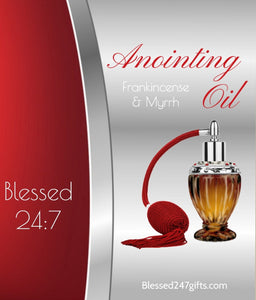 Blessed 24:7 Anointing Oil (Frankincense & Myrrh) inside Antique Style Spray Bottle FREE SHIPPING