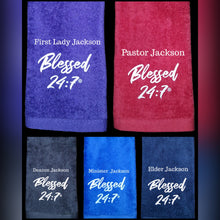 Load image into Gallery viewer, Blessed 24:7®️ Velour/Terry Hand Towels FREE SHIPPING