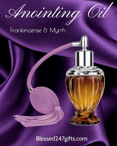 Blessed 24:7 Anointing Oil (Frankincense & Myrrh) Antique Style Spray Bottle FREE SHIPPING