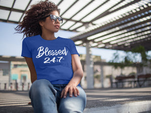 Blessed 24:7 (Greek Sorority Life) Ladies T-shirts FREE SHIPPING