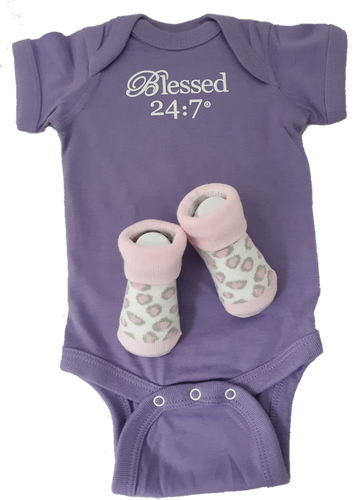 Blessed 24:7 Baby Onesie Lavender FREE SHIPPING