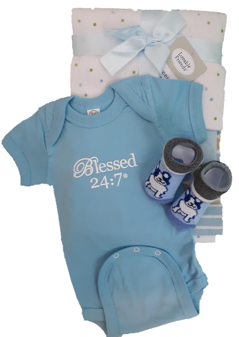 Blessed 24:7 Baby Onesie & Receiving Blanket Gift Set FREE SHIPPING