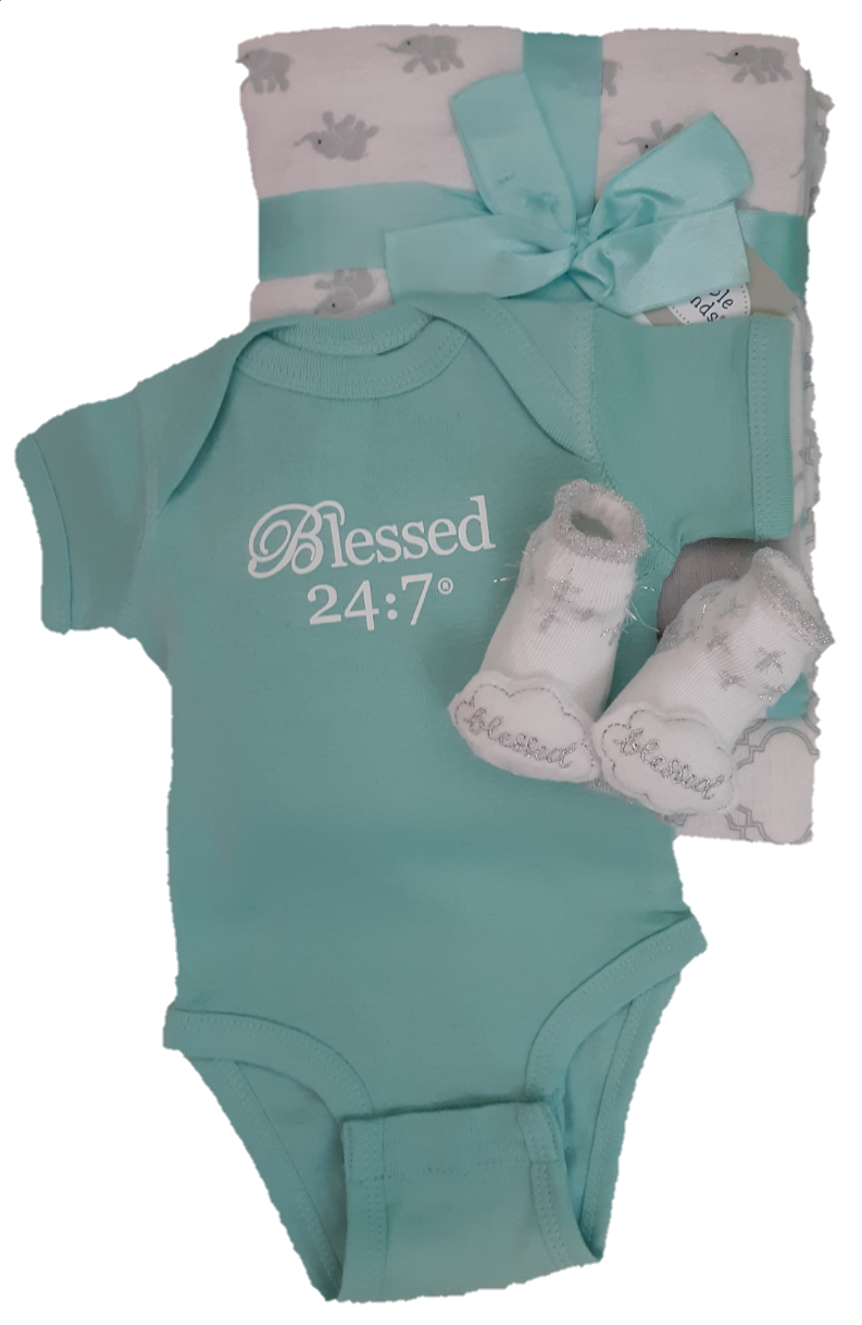 Blessed 24:7 Baby Onesie & Receiving Blanket Gift Set FREE SHIPPING
