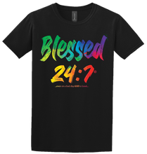 Load image into Gallery viewer, Blessed 24:7 (Watercolors) BLACK T-shirts FREE SHIPPING