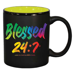 Blessed 24:7 (Watercolors) BLACK T-shirts w/ MUG (SET) + FREE SHIPPING