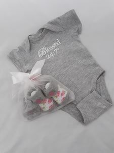 Blessed 24:7 Baby Onesie - Baby Socks - Baby Hand Mittens FREE SHIPPING