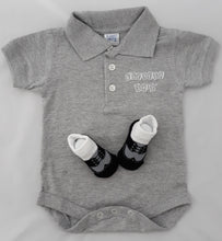Load image into Gallery viewer, Blessed 24:7 Baby Golf Shirt Onesie &amp; Baby Socks Set (Grey) FREE SHIPPING