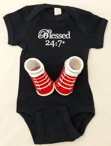 Blessed 24:7 Baby Onesie & Baby Socks Navy Blue Set FREE SHIPPING