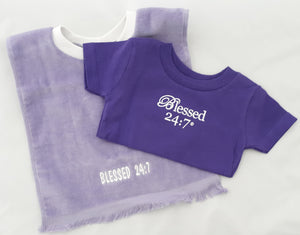 Terry Velour Baby Bib & Baby T-shirt Purple Set FREE SHIPPING