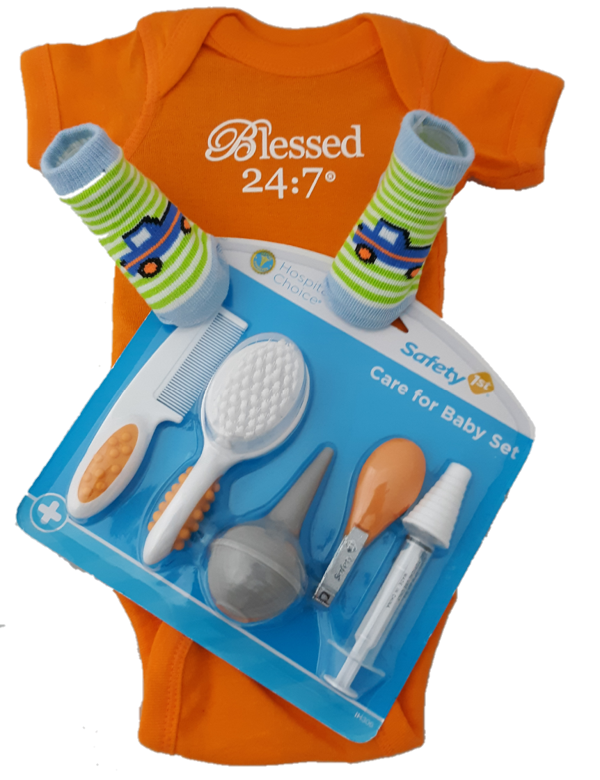 Blessed 24:7 Baby Onesie Orange Gift Set FREE SHIPPING