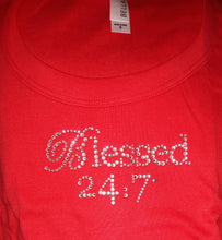 Load image into Gallery viewer, CLOSEOUT BLING Blessed 24:7 Rhinestone Ladies Tees FREE SHIPPING