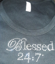 Load image into Gallery viewer, CLOSEOUT BLING Blessed 24:7 Rhinestone Ladies Tees FREE SHIPPING