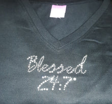 Load image into Gallery viewer, CLOSEOUT BLING Blessed 24:7 Rhinestone Ladies Tees FREE SHIPPING