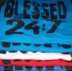 CLOSEOUT Blessed 24:7 ®️T-shirt Sale YOUTH Medium FREE SHIPPING