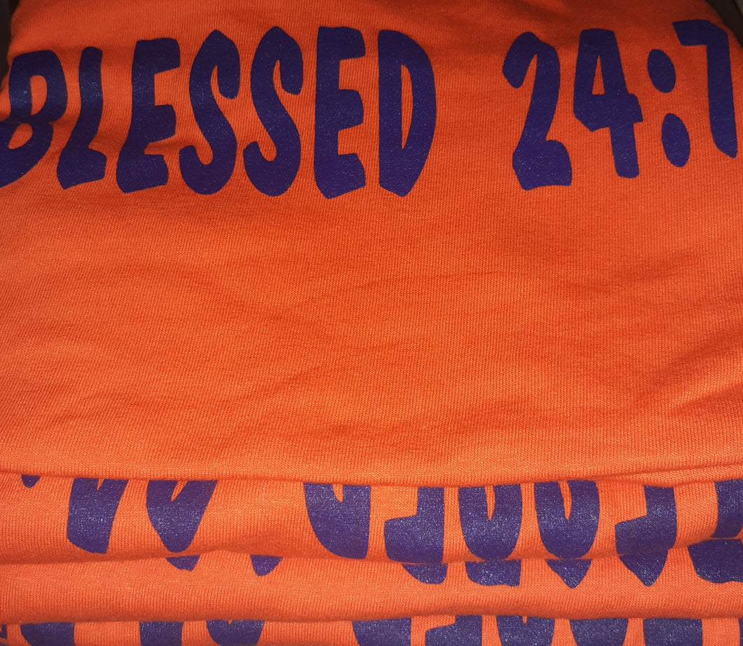 CLOSEOUT Blessed 24:7 T-shirt Sale YOUTH Large FREE SHIPPING