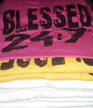 Load image into Gallery viewer, CLOSEOUT Blessed 24:7®️T-shirt Sale YOUTH Large FREE SHIPPING