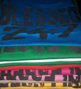 CLOSEOUT Blessed 24:7 T-shirt Sale YOUTH Large FREE SHIPPING