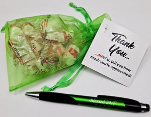 Blessed 24:7 Thank YOU Gift | Mint Candy Gift with Pen (Sold in Set of 5)  FREE SHIPPING