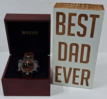 Load image into Gallery viewer, Men&#39;s Stylish Watch Gift Set with Best Dad Ever Plaque FREE SHIPPING
