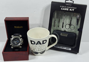 Men's Stylish Watch Gift Set with Mug & 6pc Men's Manicure Set FREE SHIPPING