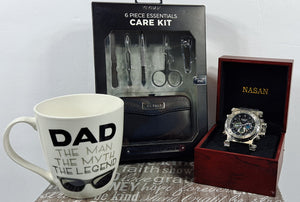 Men's Stylish Watch Gift Set with Mug & 6pc Men's Manicure Set FREE SHIPPING