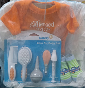 Blessed 24:7 Baby Onesie Orange Gift Set FREE SHIPPING