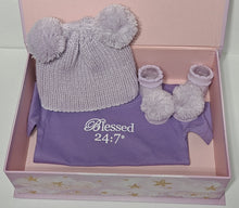 Load image into Gallery viewer, Blessed 24:7 Baby Shower Purple Gift Box Set FREE SHIPPING