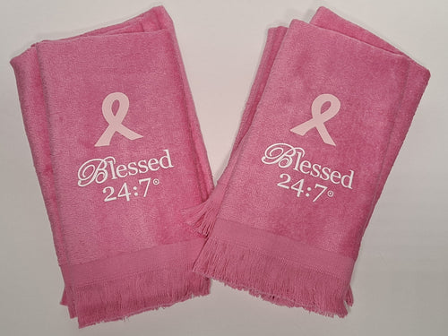 Pink Hand towel Breast Cancer Awareness (Blessed 24:7) FREE SHIPPING