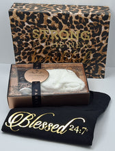 Load image into Gallery viewer, Ladies Pamper Foot Care with Blessed 24:7 Bling V-neck Ladies Tee &amp; Leopard Gift Box FREE SHIPPING