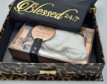 Load image into Gallery viewer, Ladies Pamper Foot Care with Blessed 24:7 Bling V-neck Ladies Tee &amp; Leopard Gift Box FREE SHIPPING
