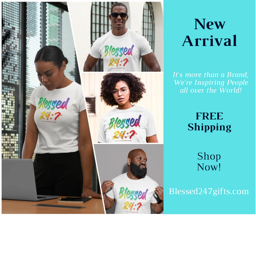 Blessed 24:7 (Watercolors) WHITE T-shirts FREE SHIPPING