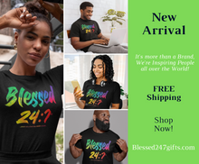 Load image into Gallery viewer, Blessed 24:7 (Watercolors) BLACK T-shirts FREE SHIPPING