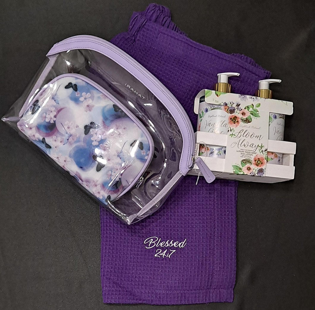 Blessed 24:7 Self Care Deep Purple Waffle Wrap Gift Set FREE SHIPPING
