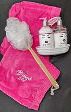 Load image into Gallery viewer, GIFT BOX SET Ladies Self Care Spa Dark Pink Velour Spa Wrap (Hello Doll) Gift Set plus more.