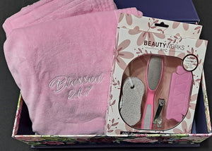 Blessed 24:7 Ladies Self Care Spa Gift Set Light Pink Velour FREE SHIPPING