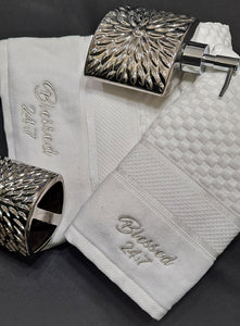 Blessed 24:7 Powder Room Gift Set (housewarming gift) White/Silver Towel Set FREE SHIPPING