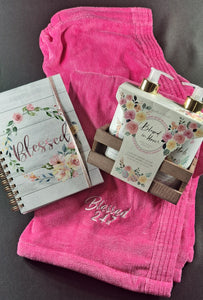 GIFT BOX SET Blessed 24:7 Ladies Self Care Spa Wrap (Dark Pink) Gift Set plus more