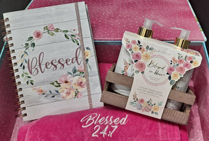 GIFT BOX SET Blessed 24:7 Ladies Self Care Spa Wrap (Dark Pink) Gift Set plus more