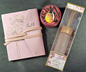 GIFT BOX SET Faith Journal * Scented Candle * Frangrance Diffuser Set